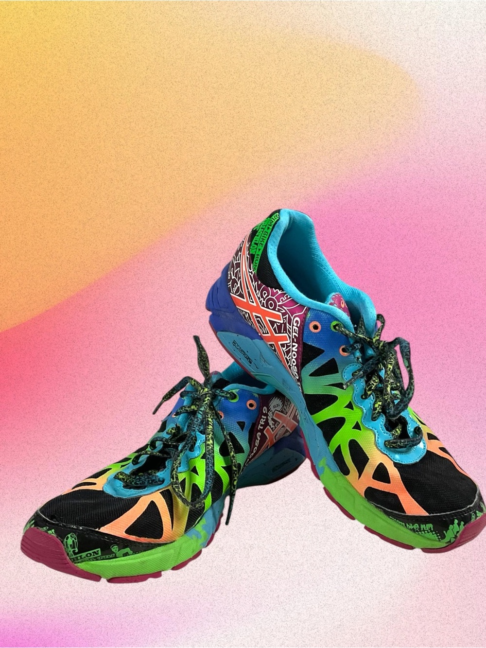 Asics Gel Noosa Vibrant Multi-Color Women's Running Shoes Size 9.5 SN #T458N